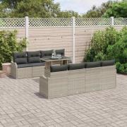 vidaXL Trädgårdsoffset 9 pcs Ljusgrå 100 x 55 x 73 cm Poly rattan