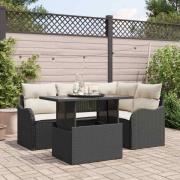 vidaXL Trädgårdsoffset 5 pcs Svart 100 x 55 x 73 cm Poly rattan