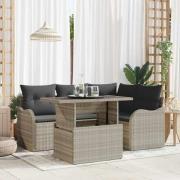 vidaXL Trädgårdsoffset 5 pcs Ljusgrå 100 x 55 x 73 cm Poly rattan
