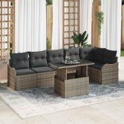 vidaXL Trädgårdsoffset Manuell 7 pcs Grå 100 x 55 x 73 cm Poly rattan