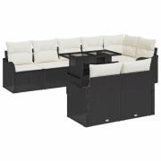 vidaXL Trädgårdsoffset 9 pcs Svart 100 x 55 x 73 cm Poly rattan