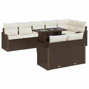 vidaXL Trädgårdsoffset 9 pcs Brun 100 x 55 x 73 cm Poly rattan