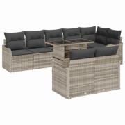 vidaXL Trädgårdsoffset 9 pcs Ljusgrå 100 x 55 x 73 cm Poly rattan