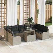 vidaXL Trädgårdsoffset 10 pcs Ljusgrå 100 x 55 x 73 cm Poly rattan