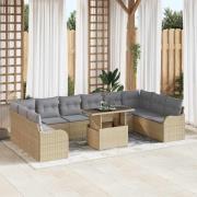 vidaXL Trädgårdsoffset 11 pcs Beige 100 x 55 x 73 cm Poly rattan