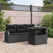 vidaXL Trädgårdsoffset 5 pcs Svart 100 x 55 x 73 cm Poly rattan