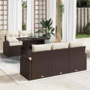vidaXL Trädgårdsoffset 6 pcs Brun 100 x 55 x 73 cm Poly rattan