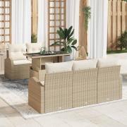 vidaXL Trädgårdsoffset 6 pcs Beige 100 x 55 x 73 cm Poly rattan