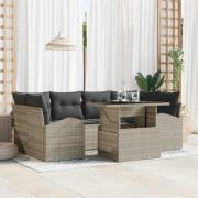 vidaXL Trädgårdsoffset 7 pcs Ljusgrå 100 x 55 x 73 cm Poly rattan