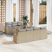vidaXL Trädgårdsoffset 8 pcs Beige 100 x 55 x 73 cm Poly rattan