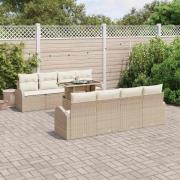 vidaXL Trädgårdsoffset 9 pcs Beige 100 x 55 x 73 cm Poly rattan