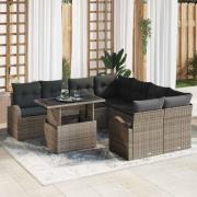 vidaXL Trädgårdsoffset Manuell 9 pcs Grå 100 x 55 x 73 cm Poly rattan