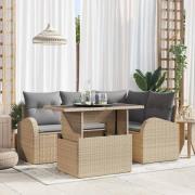 vidaXL Trädgårdsoffset 5 pcs Beige 100 x 55 x 73 cm Poly rattan
