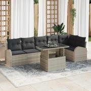 vidaXL Trädgårdsoffset 7 pcs Ljusgrå 100 x 55 x 73 cm Poly rattan