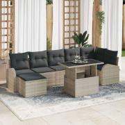 vidaXL Trädgårdsoffset med lagring 8 pcs Ljusgrå Poly rattan