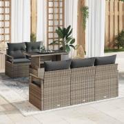 vidaXL Trädgårdsoffset med lagring 6 pcs Grå Poly rattan