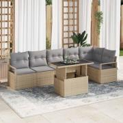 vidaXL Trädgårdsoffset med lagring 7 pcs Beige Poly rattan
