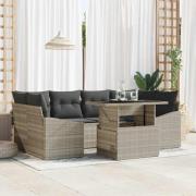 vidaXL Trädgårdsoffset med lagring 7 pcs Ljusgrå Poly rattan