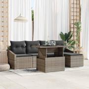vidaXL Trädgårdsoffset 6 pcs Grå Poly Rattan och Pulverlackerad Stål