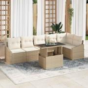vidaXL Trädgårdsoffset 7 pcs Beige och gräddfärgad 100 x 55 x 73 cm