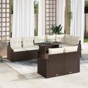 vidaXL Trädgårdsoffset 9 pcs Brun, krämfärgad 100 x 55 x 73 cm