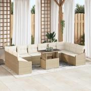 vidaXL Trädgårdsoffset med kudde 11 pcs Beige, Kräm 100 x 55 x 73 cm