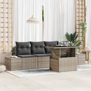 vidaXL Trädgårdsoffset med kudde med kudde 5 pcs Grå 100 x 55 x 73 cm