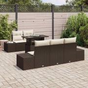 vidaXL Trädgårdsoffset 6 pcs Brun, krämfärgad 100 x 55 x 73 cm