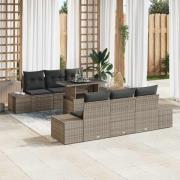 vidaXL Trädgårdsoffset 7 pcs Grå Poly Rattan och Pulverlackerad Stål