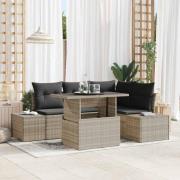 vidaXL Trädgårdsoffset med lagring 5 pcs Ljusgrå Poly rattan