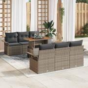 vidaXL Trädgårdsoffset med lagring 7 pcs Grå Poly rattan