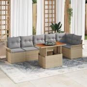 vidaXL Trädgårdsoffset med lagring 7 pcs Beige Poly rattan