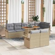 vidaXL Trädgårdsoffset med lagring 9 pcs Beige Poly rattan