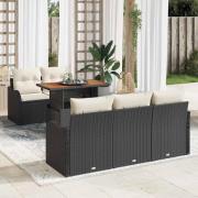 vidaXL Trädgårdsoffset med lagring 6 pcs Svart Poly rattan