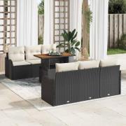 vidaXL Trädgårdsoffset med lagring 7 pcs Svart Poly rattan