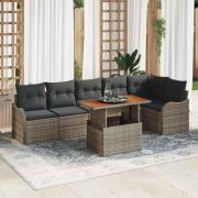 vidaXL Trädgårdsoffset med lagring 7 pcs Grå Poly rattan