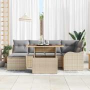 vidaXL Trädgårdsoffset med lagring 7 pcs Beige Poly rattan