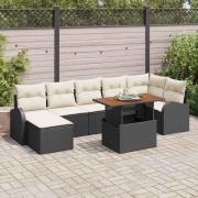 vidaXL Trädgårdsoffset med lagring 8 pcs Svart Poly rattan