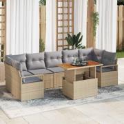 vidaXL Trädgårdsoffset med lagring 8 pcs Beige Poly rattan