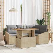 vidaXL Trädgårdsoffset med lagring 5 pcs Beige Poly rattan