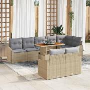 vidaXL Trädgårdsoffset med lagring 9 pcs Beige Poly rattan