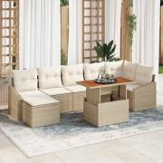 vidaXL Trädgårdsoffset med lagring 8 pcs Beige Poly rattan