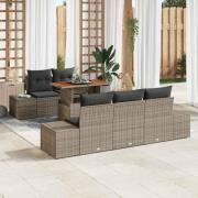 vidaXL Trädgårdsoffset med lagring 6 pcs Grå Poly rattan