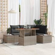 vidaXL Trädgårdsoffset med lagring 5 pcs Grå Poly rattan
