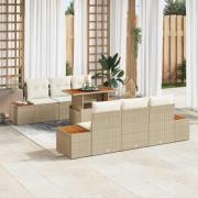 vidaXL Trädgårdsoffset med lagring 7 pcs Beige Poly rattan