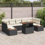 vidaXL Trädgårdsoffset med lagring 8 pcs Svart Poly rattan