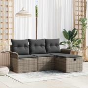 vidaXL Trädgårdsoffset 4 pcs Grå 196 x 117 x 85 cm Poly rattan