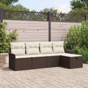 vidaXL Trädgårdsoffset 5 pcs Brun och gräddvit 251 x 117 x 85 cm