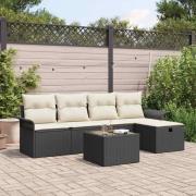 vidaXL Trädgårdsoffset 6 pcs Svart och gräddvit 251 x 117 x 85 cm