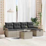 vidaXL Trädgårdsoffset 6 pcs Ljusgrå 251 x 117 x 85 cm Poly rattan